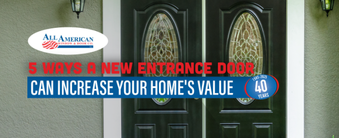 5 ways a new entrance door can increase your home's value, modern entrance door with decorative glass, beautiful front entry door on Wisconsin home